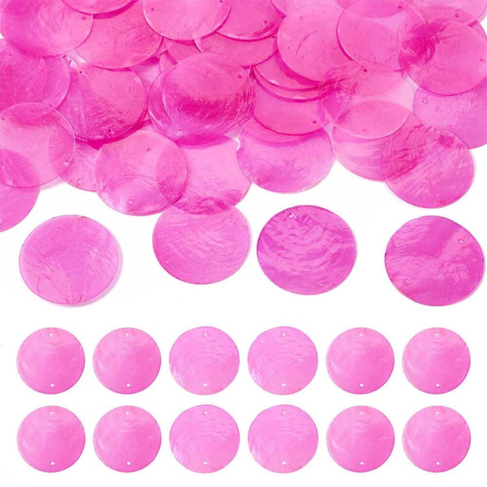 8077 50Pcs Flat Round Shell Connector Charms Natural Coin Shell Wind Chime
